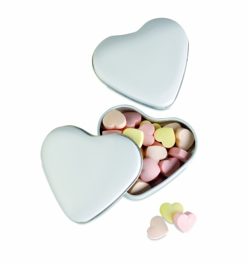 Logo trade promotional giveaways image of: Heart tin box with candies