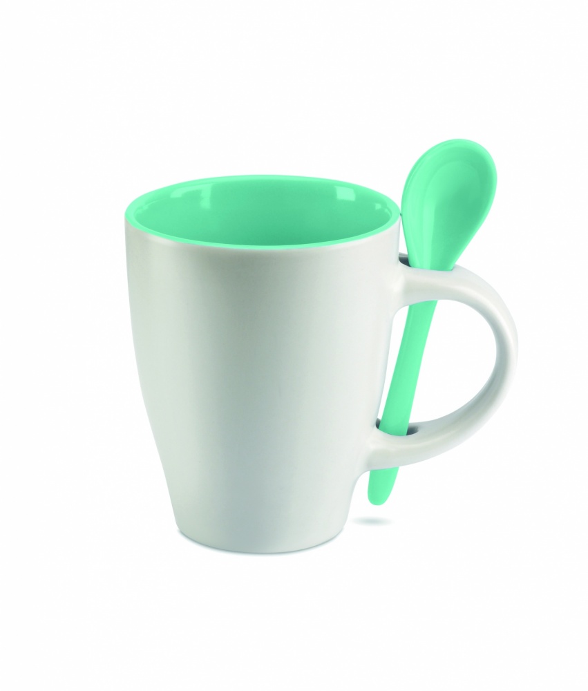 Logo trade promotional merchandise picture of: Bicolour mug with spoon 250 ml