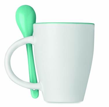 Logo trade advertising products picture of: Bicolour mug with spoon 250 ml