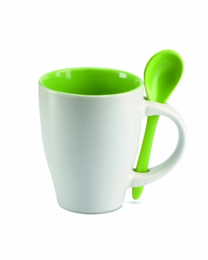 Logo trade promotional product photo of: Bicolour mug with spoon 250 ml