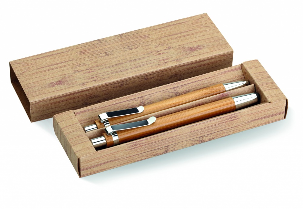 Logotrade advertising products photo of: Bamboo pen and pencil set