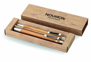 Logo trade promotional merchandise image of: Bamboo pen and pencil set