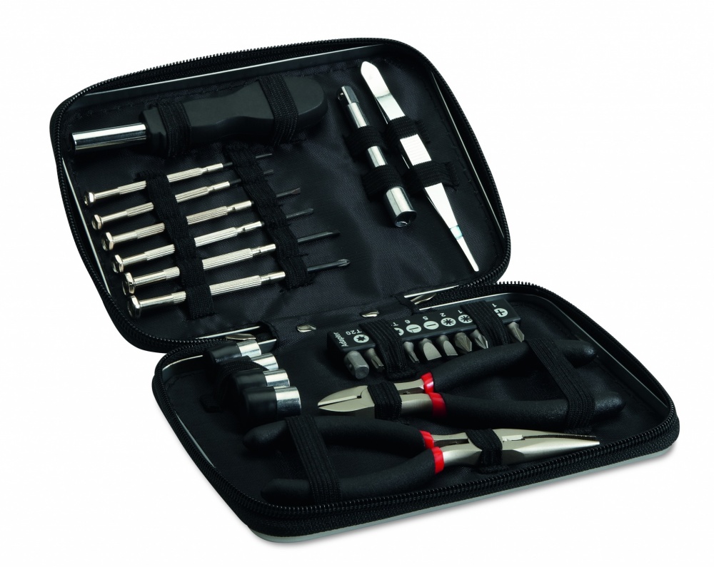 Logo trade promotional giveaway photo of: 26 pcs tool in aluminium case