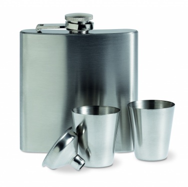 Logotrade promotional item picture of: Slim hip flask w 2 cups set