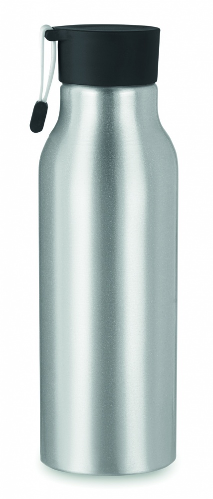 Logotrade promotional merchandise picture of: Single-walled 500 ml aluminum bottle with a PP cap and a silicone strap