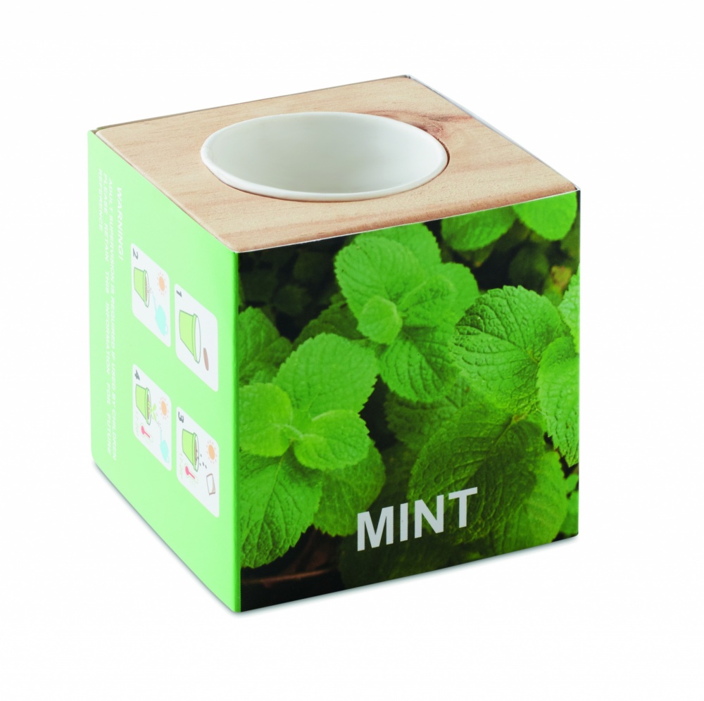 Logo trade promotional giveaways picture of: Herb pot wood "MINT"