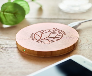 Logo trade promotional gift photo of: Wireless charger bamboo 5W