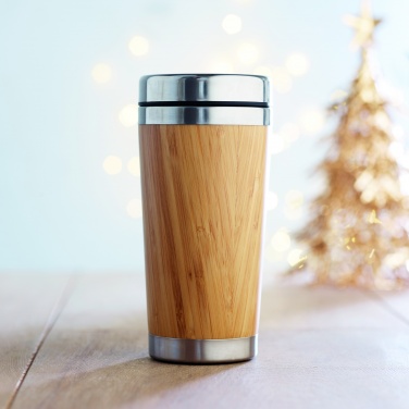 Logo trade corporate gifts image of: Double wall bamboo flask 430ml