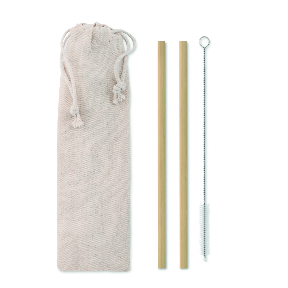 Logo trade promotional item photo of: Bamboo Straw w/brush in pouch