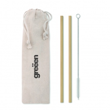 Logo trade promotional merchandise picture of: Bamboo Straw w/brush in pouch