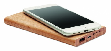 Logotrade promotional giveaway image of: Wireless power bank in bamboo 6000mAh ARENA