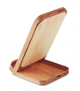 Logo trade corporate gifts picture of: Bamboo wireless charge stand 5W WIRESTAND