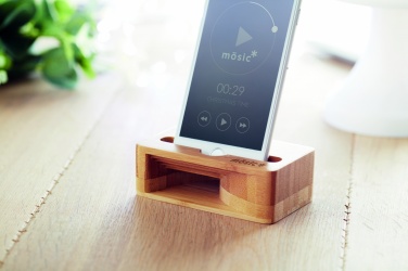 Logo trade promotional giveaways image of: Bamboo phone stand-amplifier CARACOL