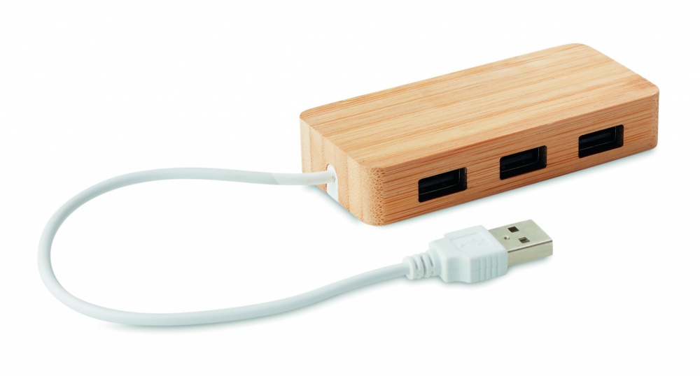 Logo trade promotional gift photo of: Bamboo USB 3 ports hub