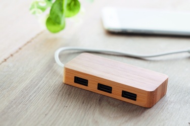 Logotrade promotional gift picture of: Bamboo USB 3 ports hub