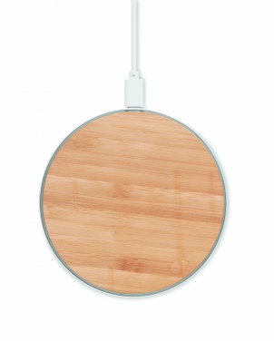 Logo trade promotional giveaways image of: Bamboo wireless charger 10W DESPAD