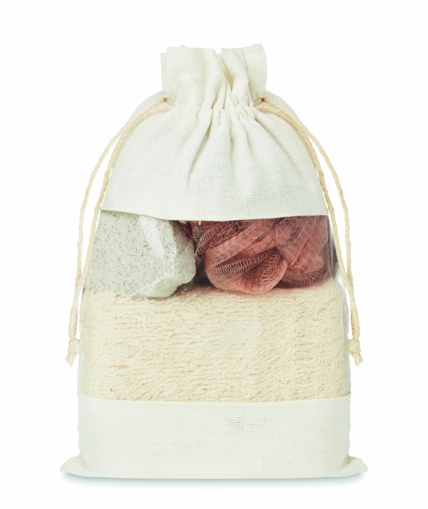 Logo trade promotional merchandise picture of: Bath set in cotton pouch