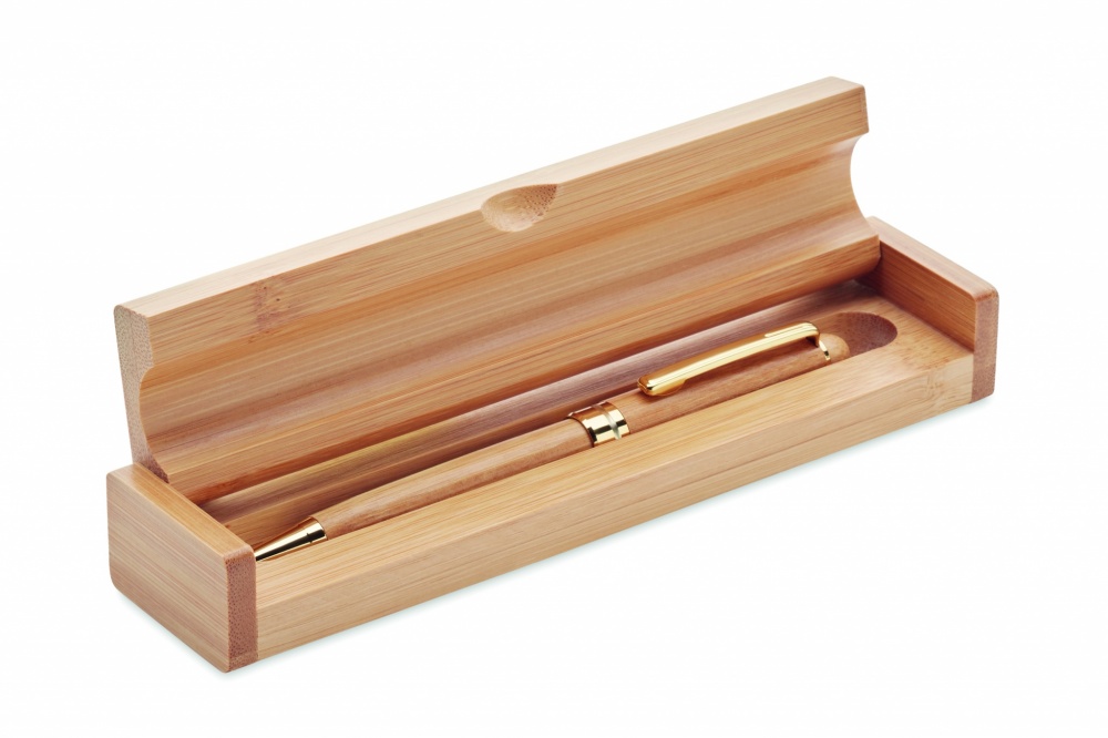 Logotrade business gifts photo of: Bamboo twist ball pen in box