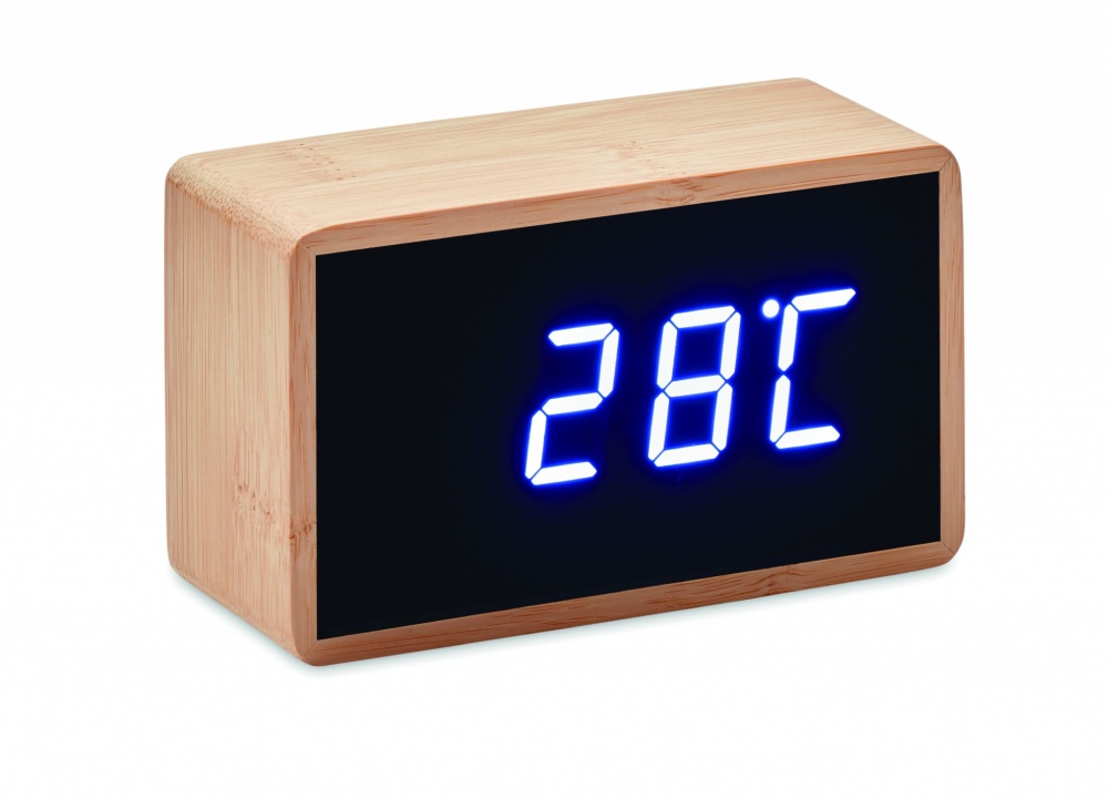 Logo trade promotional products image of: LED alarm clock bamboo casing Düsseldorf