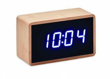 Logo trade promotional gifts picture of: LED alarm clock bamboo casing Düsseldorf