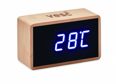 Logo trade corporate gifts image of: LED alarm clock bamboo casing Düsseldorf