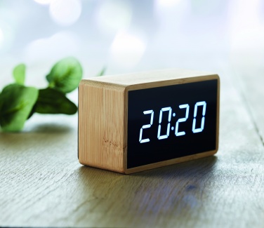 Logotrade promotional giveaways photo of: LED alarm clock bamboo casing Düsseldorf