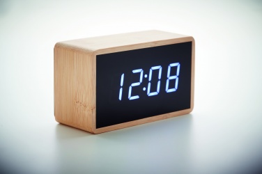 Logo trade promotional products picture of: LED alarm clock bamboo casing Düsseldorf