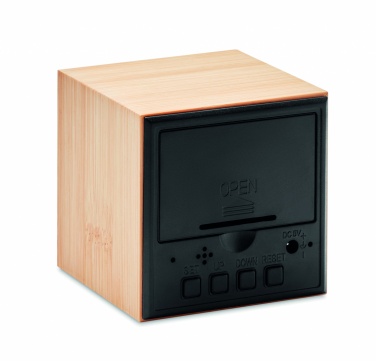 Logo trade corporate gift photo of: LED alarm clock bamboo casing Dortmund