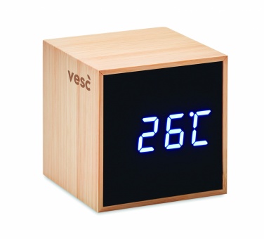 Logo trade corporate gifts picture of: LED alarm clock bamboo casing Dortmund