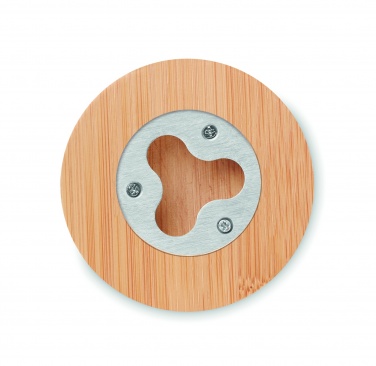 Logo trade advertising products picture of: Bamboo bottle opener/ coaster DAKAI