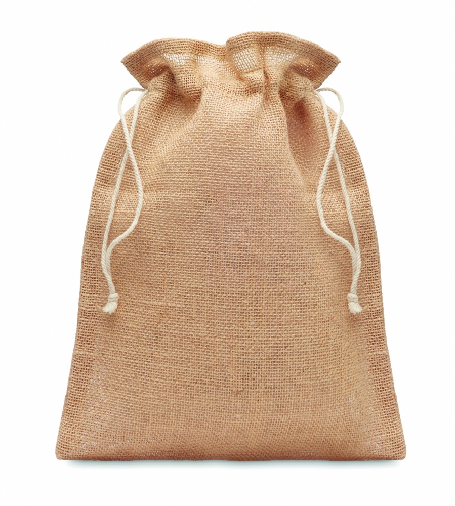 Logo trade advertising product photo of: Small jute gift bag 14 x 22 cm