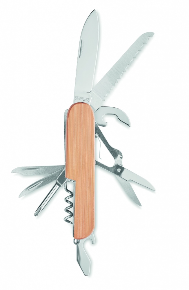 Logo trade advertising products image of: Multi tool pocket knife bamboo