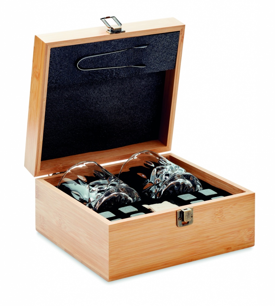 Logo trade promotional gifts picture of: Whisky set in bamboo box