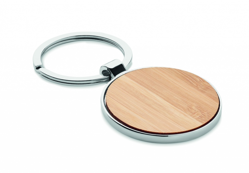 Logo trade promotional items image of: Round key ring metal bamboo Dobele