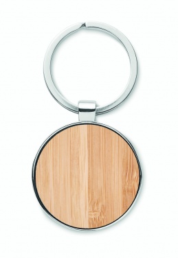 Logo trade corporate gifts picture of: Round key ring metal bamboo