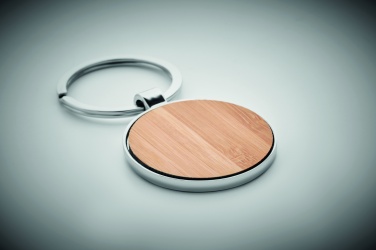 Logotrade promotional items photo of: Round key ring metal bamboo Dobele