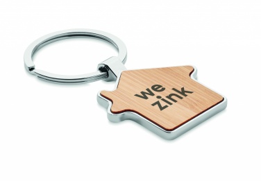 Logotrade promotional giveaway picture of: House key ring metal bamboo NORDIC