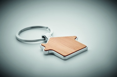 Logo trade advertising product photo of: House key ring metal bamboo