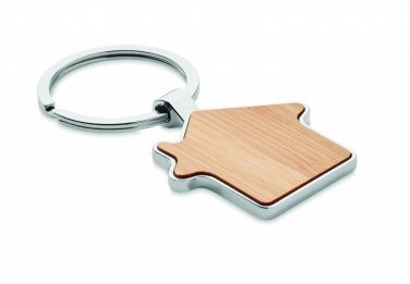 Logo trade advertising products image of: House key ring metal bamboo NORDIC