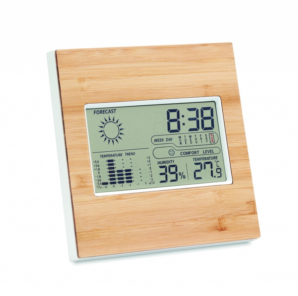 Logotrade advertising products photo of: Weather station bamboo front TURKU