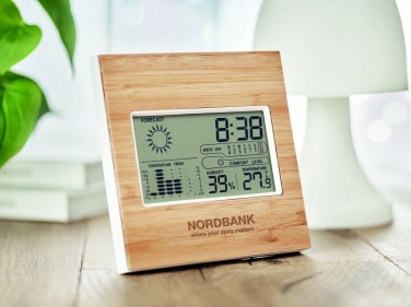 Logo trade promotional items image of: Weather station bamboo front TURKU