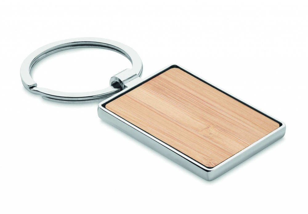 Logo trade promotional giveaways picture of: Rectangular key ring bamboo