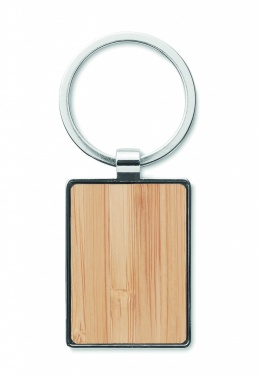 Logo trade promotional giveaway photo of: Rectangular key ring bamboo WEST