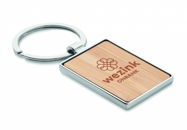 Logo trade promotional giveaway photo of: Rectangular key ring bamboo WEST