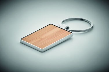 Logo trade promotional items image of: Rectangular key ring bamboo