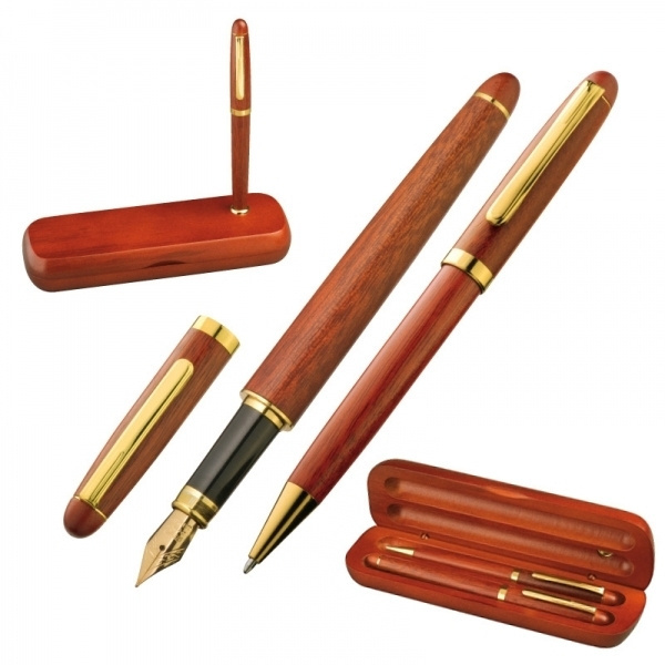 Logo trade promotional giveaways image of: Rosewood writing set OXFORD