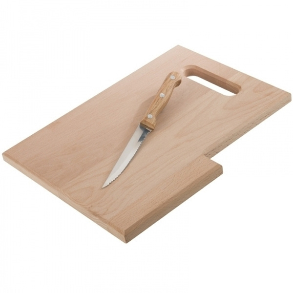 Logo trade promotional gift photo of: Wooden board with knife LIZZANO