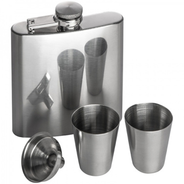 Logotrade advertising products photo of: Hip flask with 2 shot glasses SANDVIKEN 170 ml