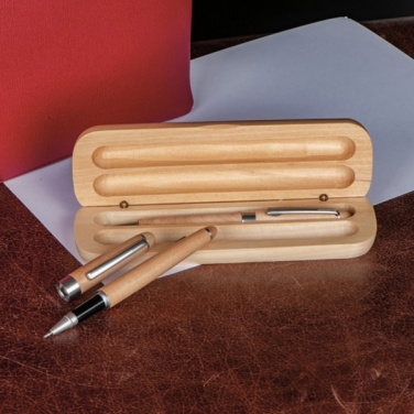 Logotrade promotional gifts photo of: Wooden writing set ballpen and roller INDIANAPOLIS