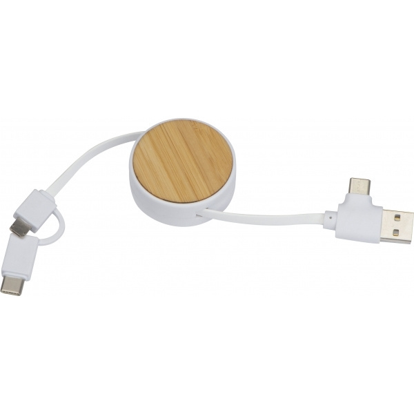 Logo trade advertising products picture of: Bamboo charging cable GRONINGEN